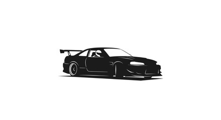 Fototapeta premium Silhouette of a Classic Sports Car in Motion on White Background