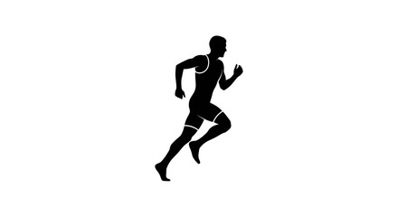 Dynamic Silhouette of Running Athlete on White Background
