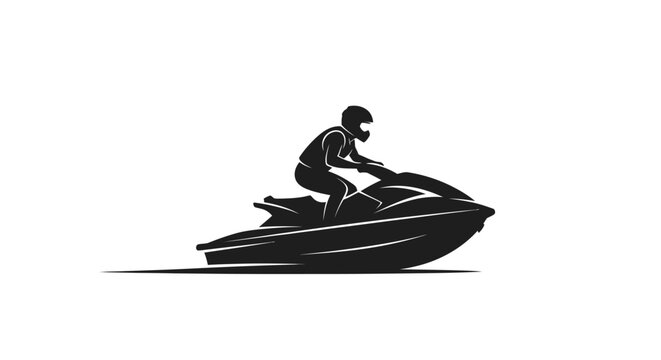 Silhouette of a person riding a jet ski on water at sunset