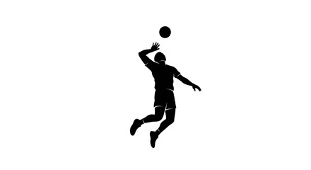 Silhouette of a person jumping to catch a ball