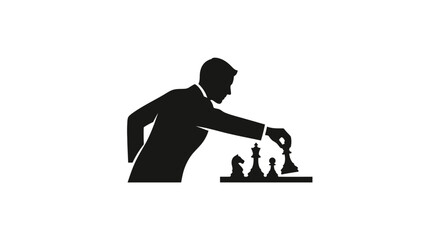 Silhouette of Man Playing Chess Strategy Game