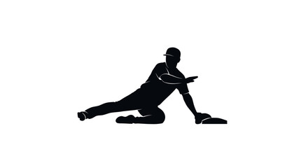 Fototapeta premium Silhouette of a person balancing on a skateboard against white background
