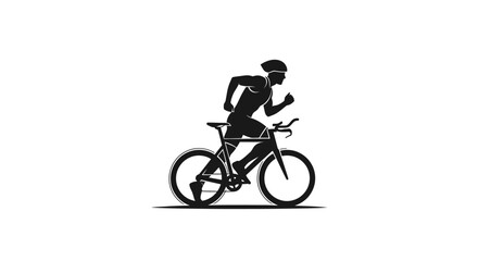 Naklejka premium Silhouette of a cyclist running on a road during daytime