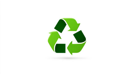 Obraz premium Green recycling symbol with three arrows in white background