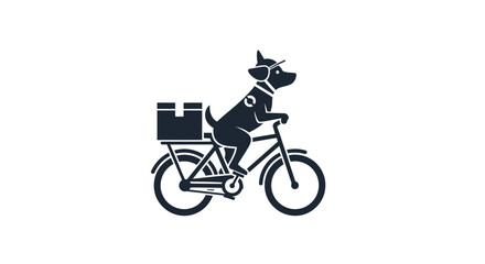 Fototapeta premium Dog Riding Bicycle with Cargo.
