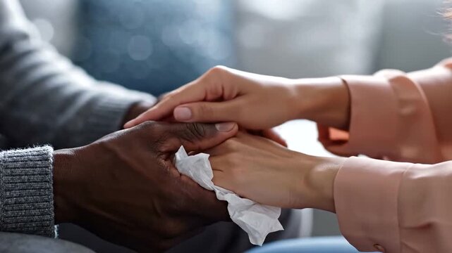 Hands Holding Together in Comfort.
