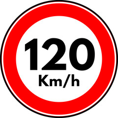 Speed Limit 120 kmh Traffic Sign Vector