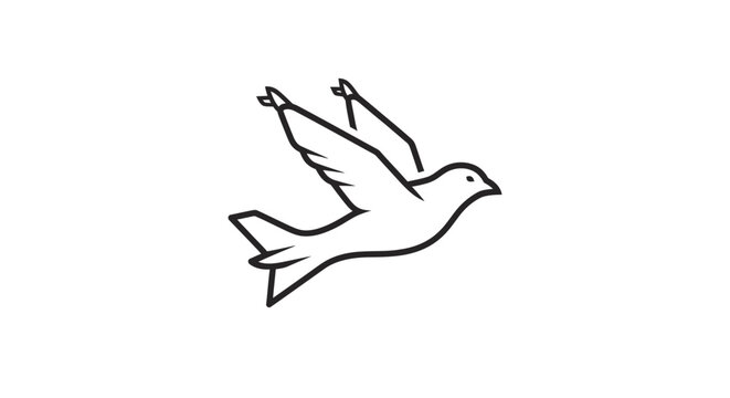Simple Line Drawing of Flying Dove.