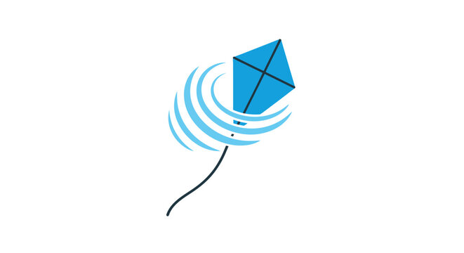 Blue Kite Flying High in Air.