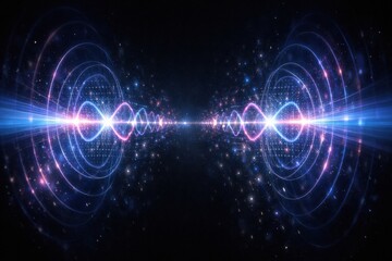 Obraz premium Visual Representation of Sound Waves and Cosmic Elements in a Digital Art Piece With Vibrant Colors and a Futuristic Theme