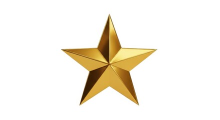 Obraz premium Golden star shining brightly on a white background, symbol of success.