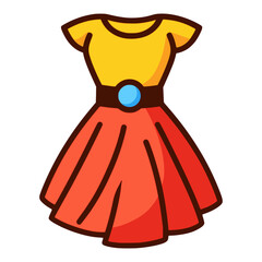 beautiful long dress dance party fashion festival flat color vector illustration template design