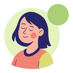 portrait woman with short hair calm profile face avatar flat color vector illustration template design