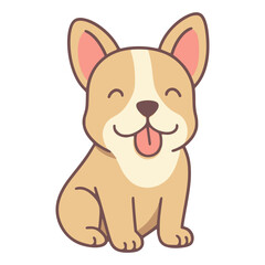 cute french bulldog pet animal flat color vector illustration template design