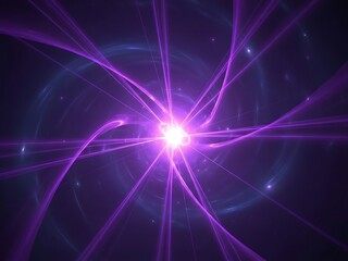 Obraz premium Radiant purple beams emanating from luminous core in vast expanse