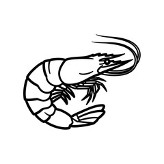 Fototapeta premium Black and White Artistic Illustration of a Shrimp for Seafood or Marine Life Themes