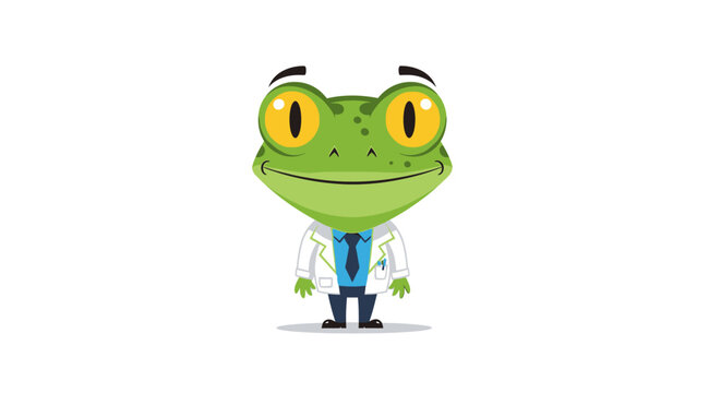 Cartoon Frog Doctor Character Illustration.