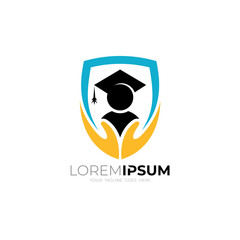 Shield logo and student design combination education logo template