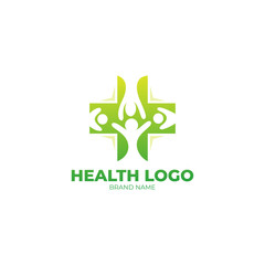 plus logo and several people shaking hands to form a health logo