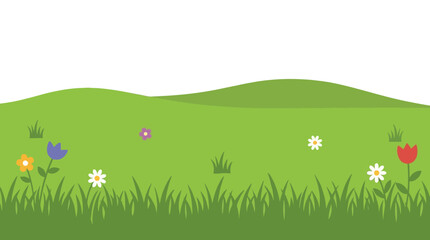 Grass Field d flat vector isolated white background