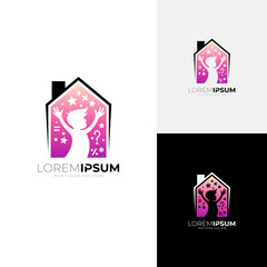 Education logo with house design academic, student logos