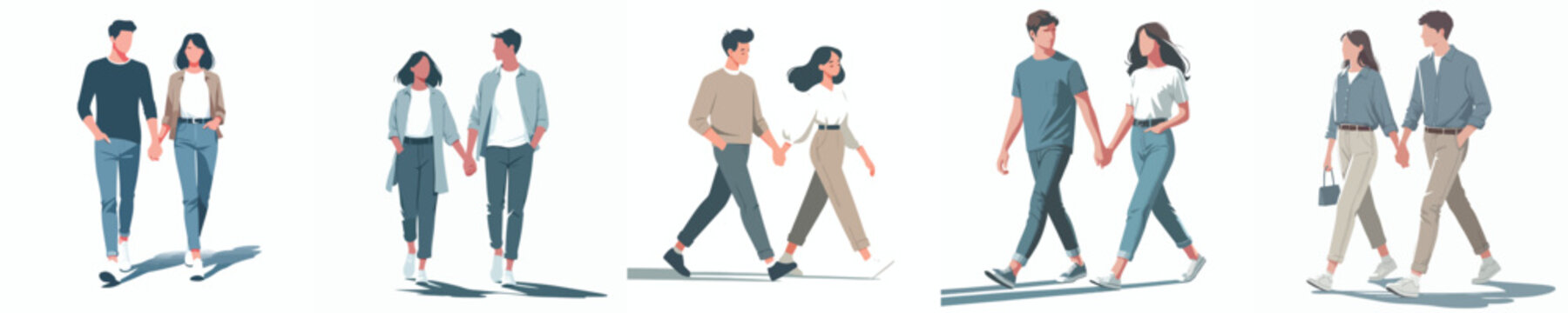 vector of a couple walking together holding hands