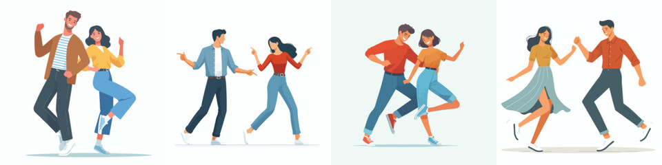 vector of a couple dancing happily together holding hands