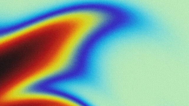An abstract digital artwork featuring a smooth, fluid thermal gradient in warm orange, yellow, and cool blue tones, overlaid with a subtle grainy noise texture.