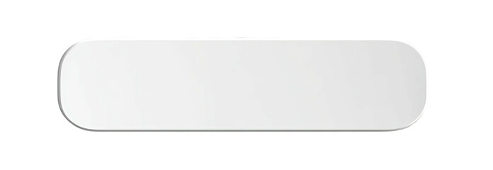 A rounded rectangular button, white with a slight shadow, rests on a black background. Minimalist design