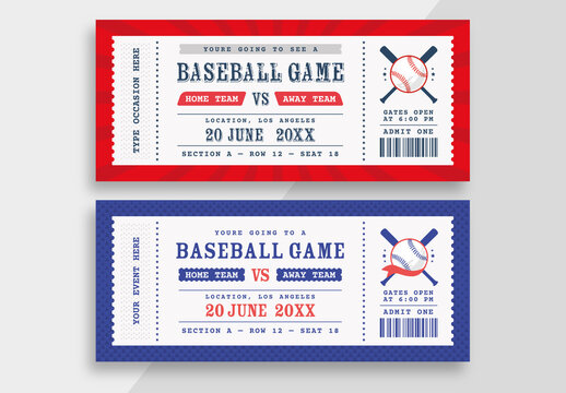 Baseball Game Ticket Design Layout