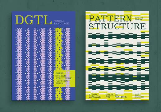 Modern Graphic Posters with Abstract Pixel Patterns