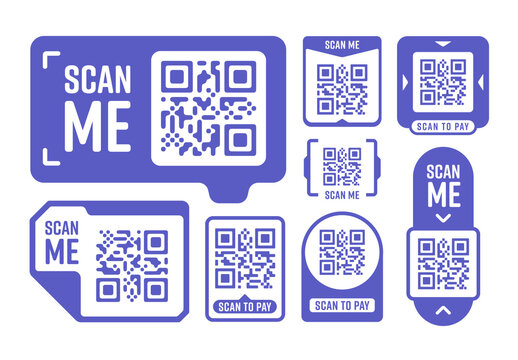 Qr Code Scan Me Sticker Design Template Set