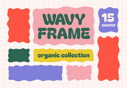 Organic Wavy Text Box Frame Elements Set