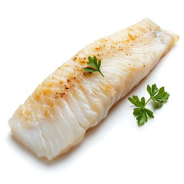 Fresh White Fish Fillet with Herbs and Spices on White Background for Culinary Use