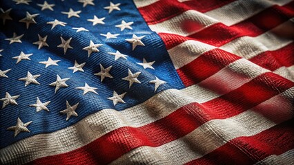 Fototapeta premium Detailed view of the american flag with its iconic stars and stripes, representing the united states of america
