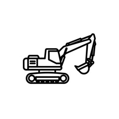 Construction Excavator Silhouette for Heavy Machinery Industry and Building Projects