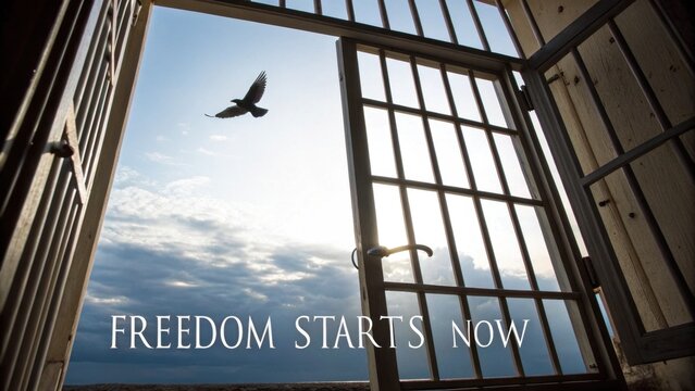 Open Cage Door, Bird Silhouetted Against Sky, Gigapixel 4x