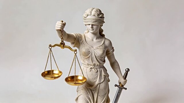 Statue of Lady Justice holding scales and sword