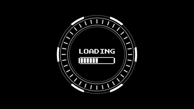 Loading data HUD progress bar for technologyrelated content, software applications, websites, game development, digital interfaces, loading animations.