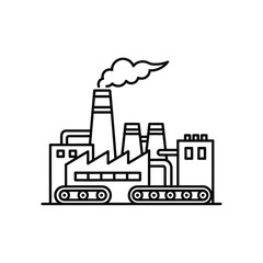 Obraz premium Industrial Factory Scene with Smoke Emissions and Manufacturing Equipment