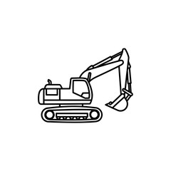Minimalist Line Drawing of Construction Excavator for Engineering Projects