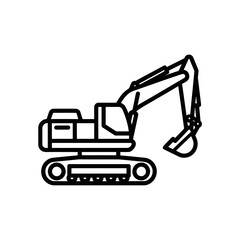 Minimalist Line Drawing of Excavator for Construction and Engineering Projects