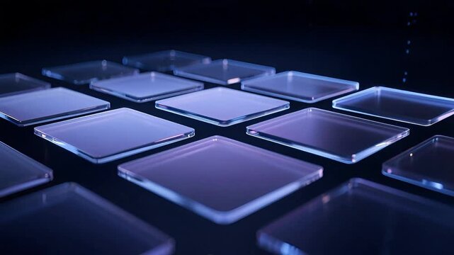 Futuristic Quantum Computing Processor Glass Plate Infrastructure Digital Data Transfer Network Cyber security Technology