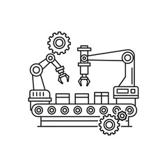 Obraz premium Industrial Robotic Arm Manufacturing Line with Automation Equipment