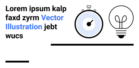 Time management, creativity, innovation, productivity, brainstorming, conceptual design. Stopwatch and light bulb with text above and black lines. Time management and creativity concept © robu_s