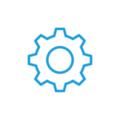 Obraz premium Minimalist Blue Gear Icon Symbol for Mechanical, Technology, and Engineering Concepts