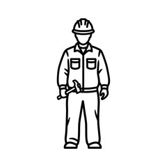 Obraz premium Construction Worker with Safety Helmet and Tools in Work Environment