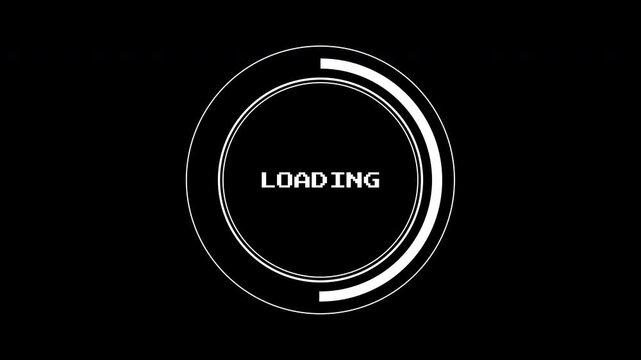 Loading data HUD on a black computer screen, suitable for web design, technology projects, software development tutorials, and educational presentations.