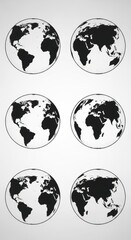 Obraz premium Global Perspectives - A Collection of Earth Illustrations Depicting Different Views.