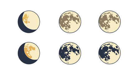 Obraz premium Full Moon Line art outline illustration soft elegant style